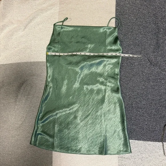 Meadow Satin Mini Dress - Green - Picture 6 of 11